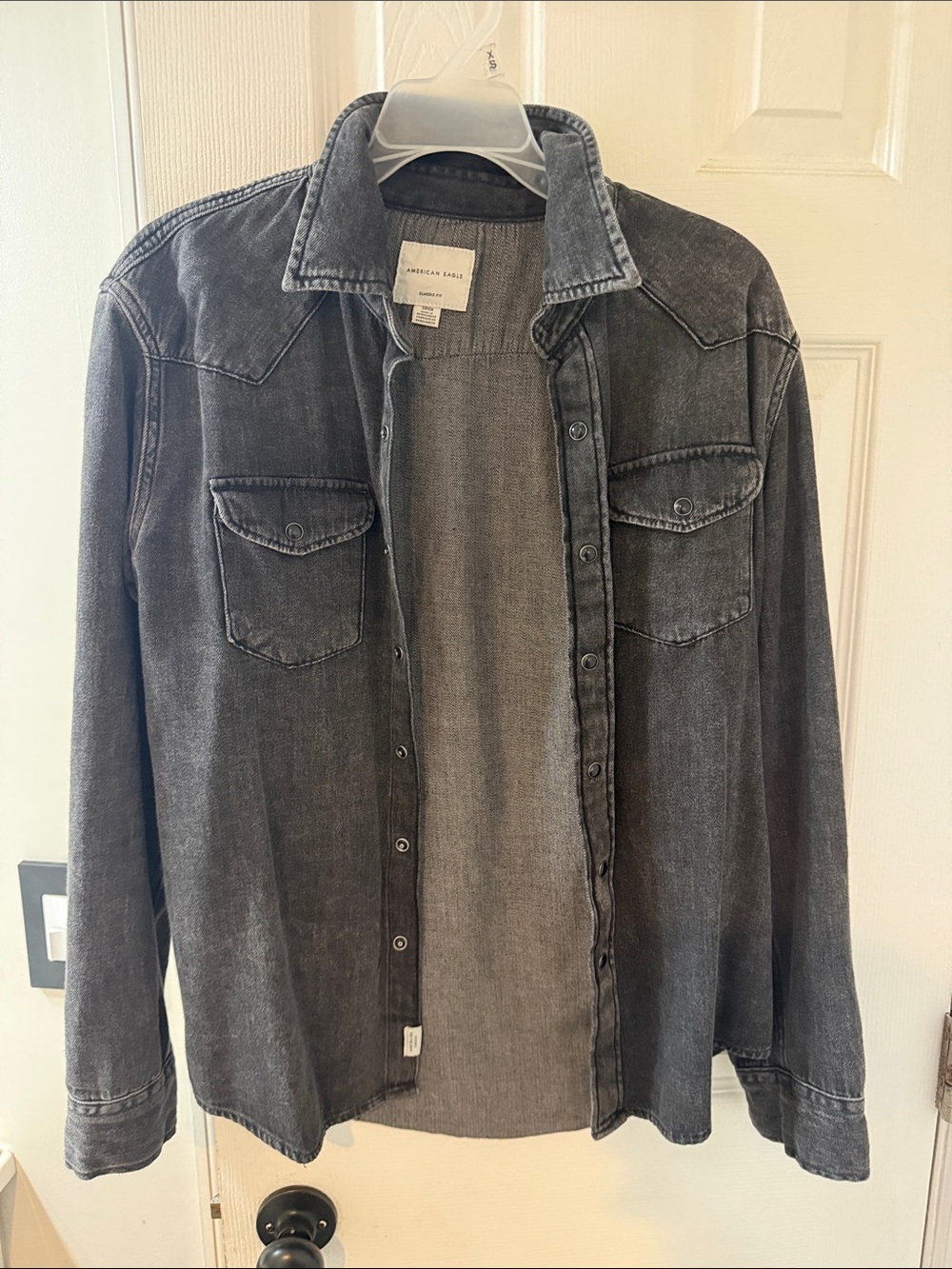 American Eagle Outfitters Black Washed Denim Shirt
